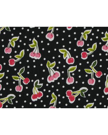 Love You Cherry Cotton Print, Black