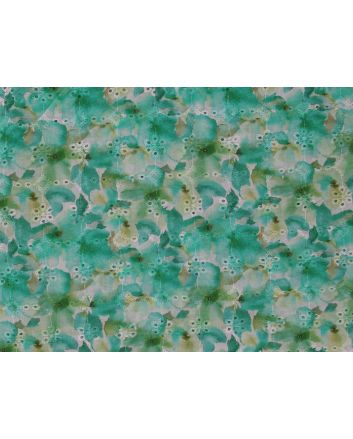 Meadow Spring Printed Broderie Anglaise, Mint Green