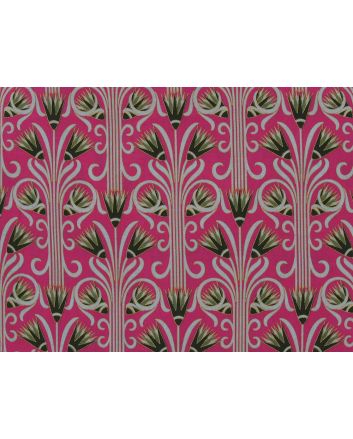 Metallic Gold Orchid Cotton Lawn Print, Fuchsia