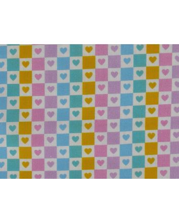 Mini Heart Check Cotton Print, Bold