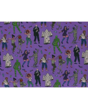 Monster Party Cotton Print, Purple