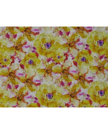 Mystic Blossom Printed Broderie Anglaise, Yellow