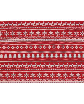 Nordic Christmas Stripe Polycotton Print, Red