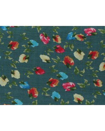 Orchid Garden Cotton Rayon Print, Green