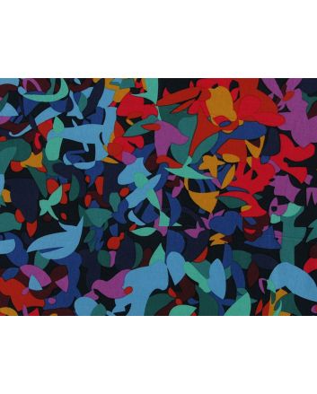 Paint Splats Polyester Jersey, Blue