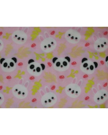 Panda and Bunnies Polar Fleece, Pink