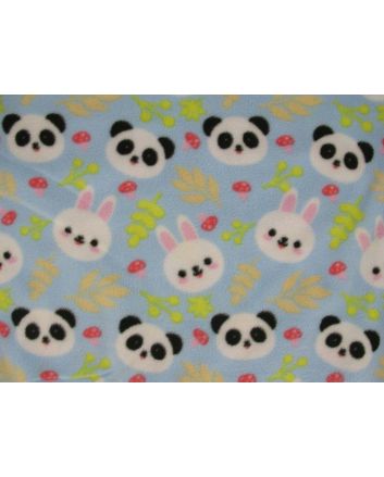 Panda and Bunnies Polar Fleece, Blue