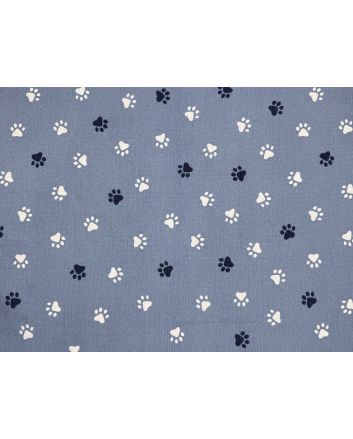 Paw Prints Cotton Canvas, Blue