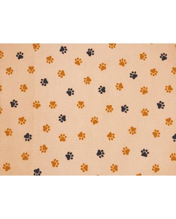 Paw Prints Cotton Canvas, Cream