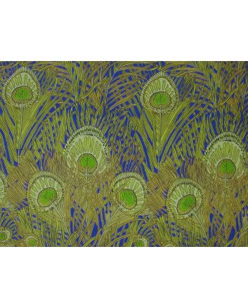 Peacock Feather Cotton Lawn Print, Royal