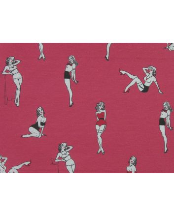 Pin Up Icons Cotton Rich Panama Canvas, Pink