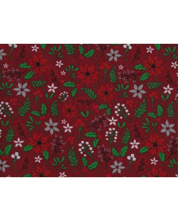 Poinsettia Christmas Polycotton Print, Red