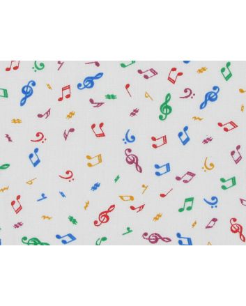 Musical Notes Polycotton Print, White