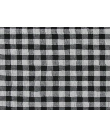 Polycotton Seersucker 1cm Gingham, Black