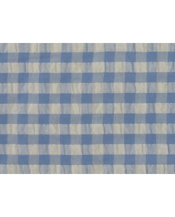 Polycotton Seersucker 1cm Gingham, Blue