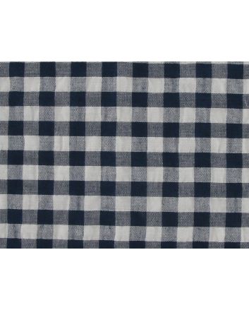 Polycotton Seersucker 1cm Gingham, Navy