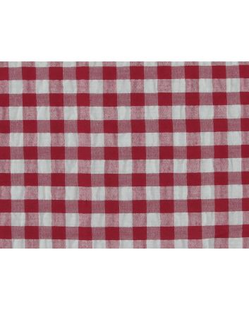 Polycotton Seersucker 1cm Gingham, Red