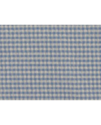 Polycotton Seersucker Mini Gingham, Blue
