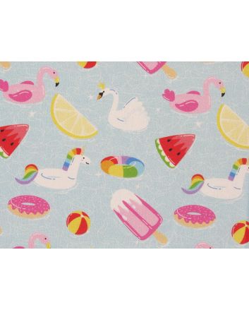 Pool Party Inflatables Cotton Print