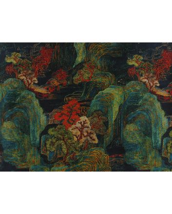 Printed Mango Silkette, Hill Gardens, Black
