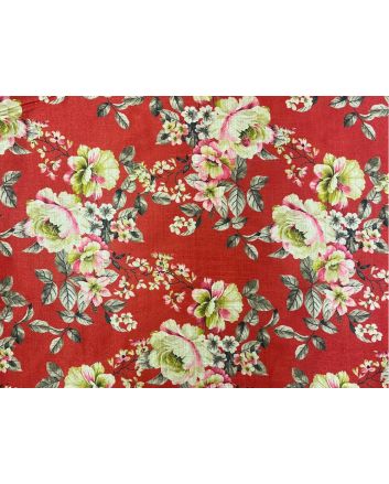 Printed Mango Silkette, Rose Buds, Red