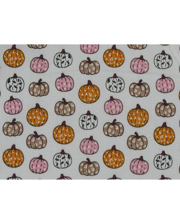 Pumkin Patchwork Polycotton Print, White