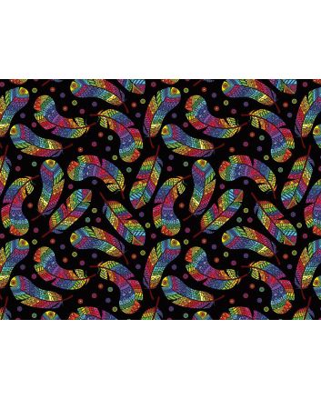 Rainbow Mosaic Cotton Print, Feathers