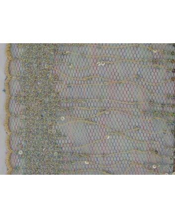 Rainbow Sequin Tassle Mesh, Beige
