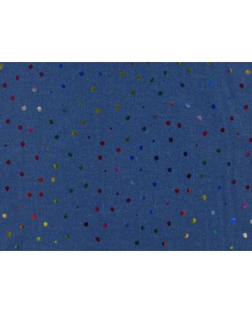 Rainbow Splat Foil Printed Chambray, Dark Blue