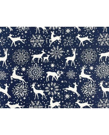 Reindeer Snowflake Cotton Print, Navy