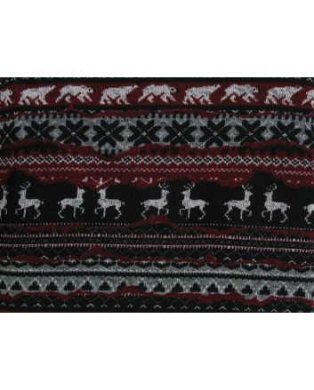 Christmas Reindeer Stripe Brushed Back Knit, Wine