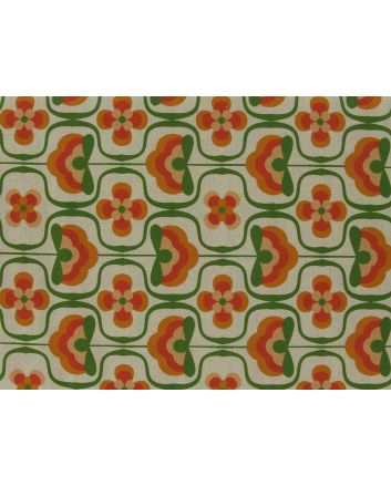 Retro Flower Power Cotton Print, Sand