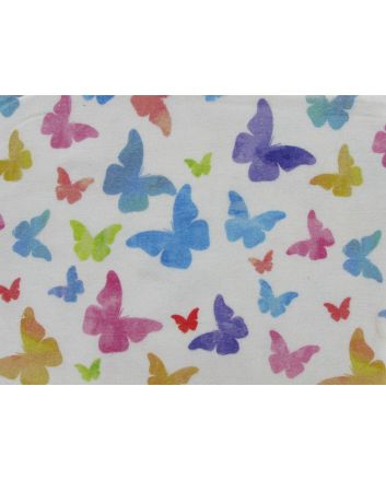 Roaming Butterflies Cotton Flannel Print, White