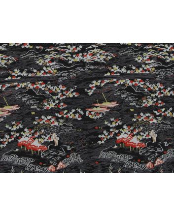 Rolling Landscape Viscose Poplin Print, Black