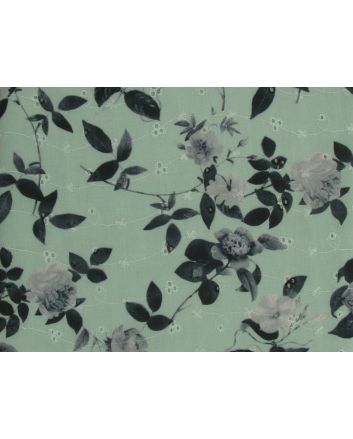 Rose Delight Printed Embroidered Anglaise, Mint