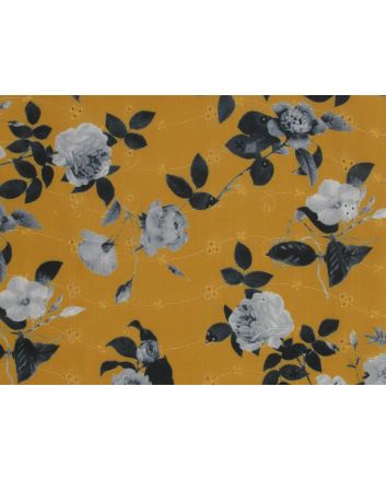 Rose Delight Printed Embroidered Anglaise, Ochre