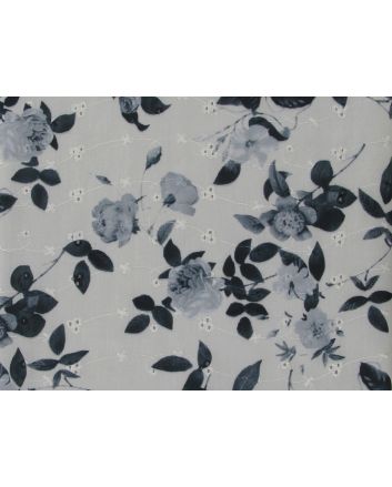 Rose Delight Printed Embroidered Anglaise, White