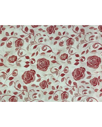 Rose Vines Crinkle Viscose Blend, Ivory