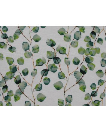 Rose Vines Viscose Linen Print, Apple