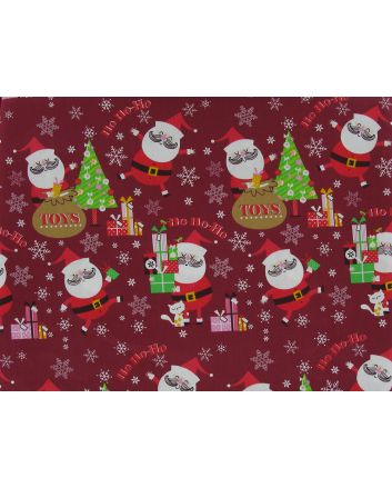 Santas Presents Cotton Print, Wine