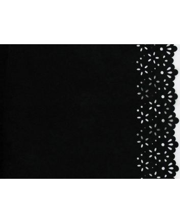 Scalloped Edged Punch Out Suedette, Black