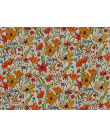 Scarlet Meadow Cotton Lawn, Orange