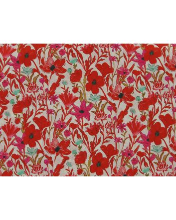 Scarlet Meadow Cotton Lawn, Red