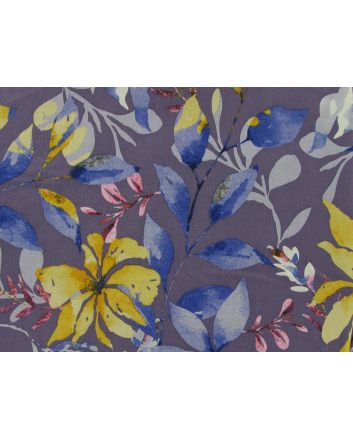 Serene Garden Stretch Cotton Linen Print, Mauve