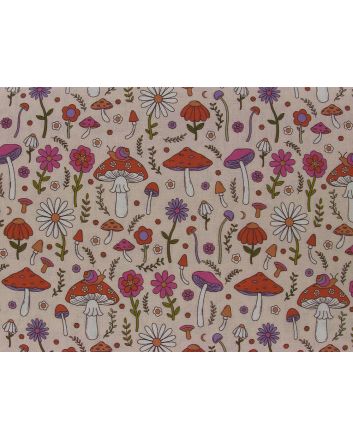 Shroom Serenity Cotton Print, Pink