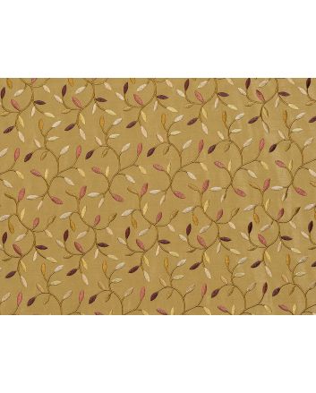 Sienna Embroidered Polyester Curtain Fabric, Olive