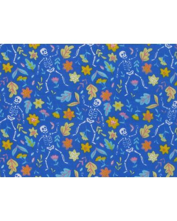 Skeleton Bloom Polycotton Print, Royal