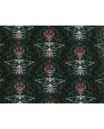 Skeleton Vines Halloween Polycotton Print, Black