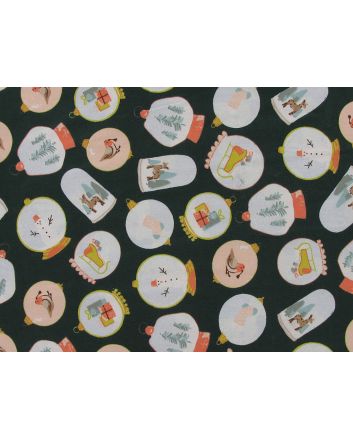 Snow Globe Christmas Cotton Print, Bottle