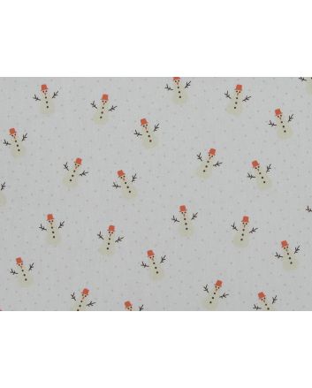 Snowman Hats Cotton Poplin Print, White